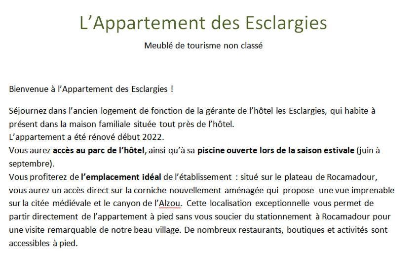 L'Appartement Des Esclargies Rocamadour Exteriér fotografie